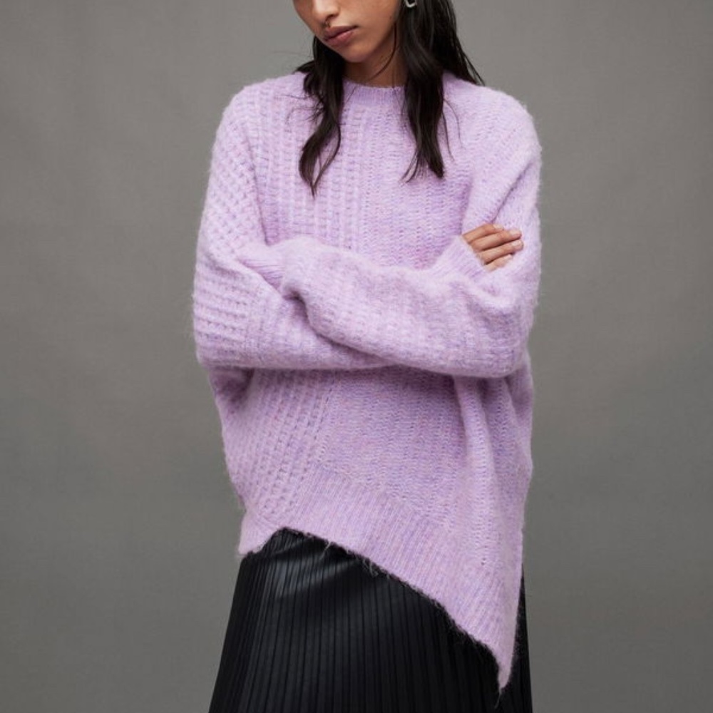 All Saints Selena Asymmetric Wool Blend Sweater - Large